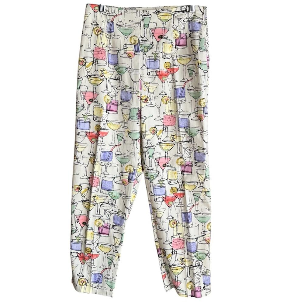 Fibers by Barbera Lesser Women’s Cocktail Print Cropped Pants Size 4